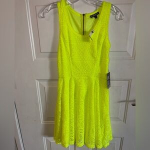 Express Neon Yellow Lace Mini Dress